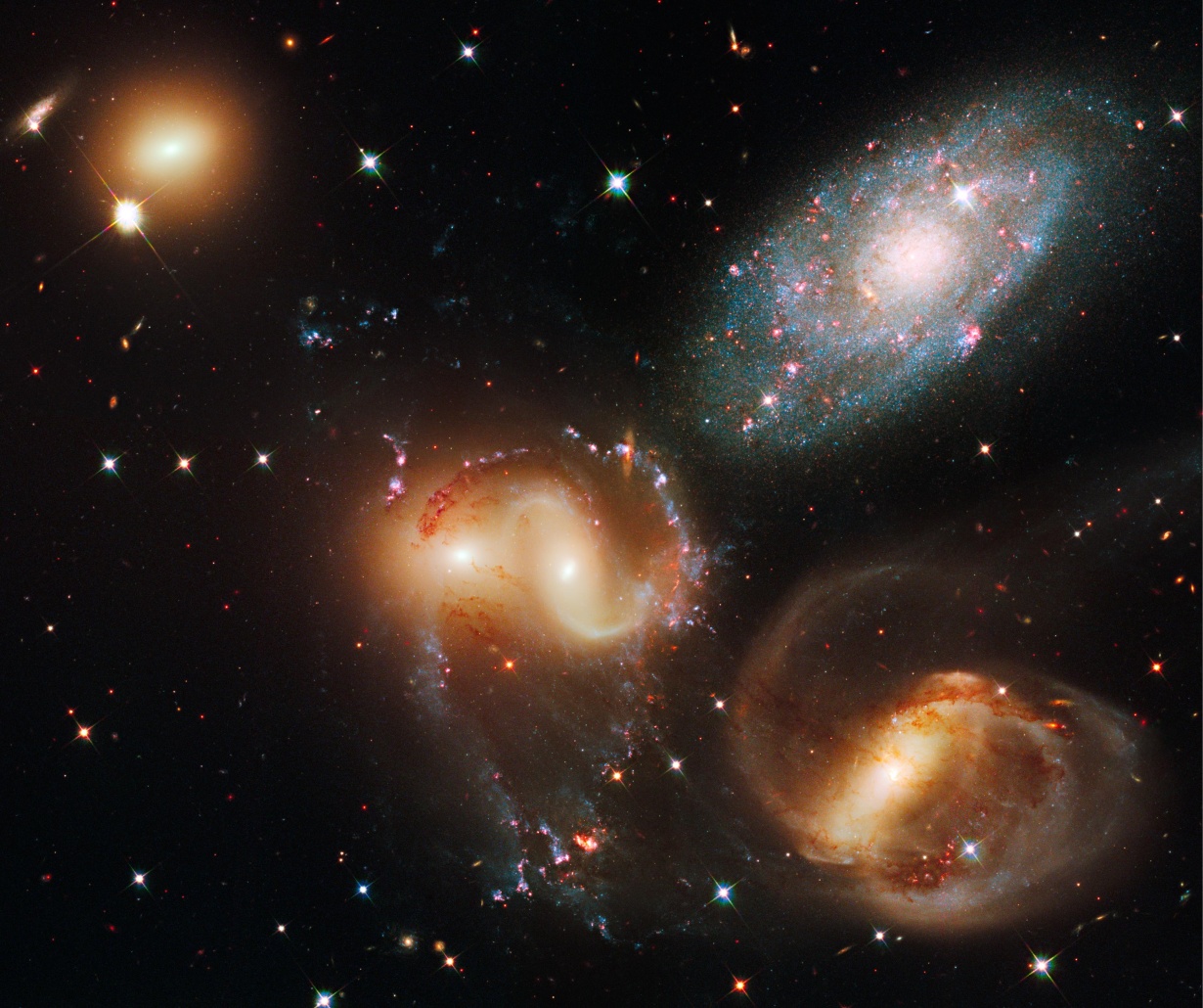De groep sterrenstelsels genaamd Stephan's Quintet in het sterrenbeeld Pegasus