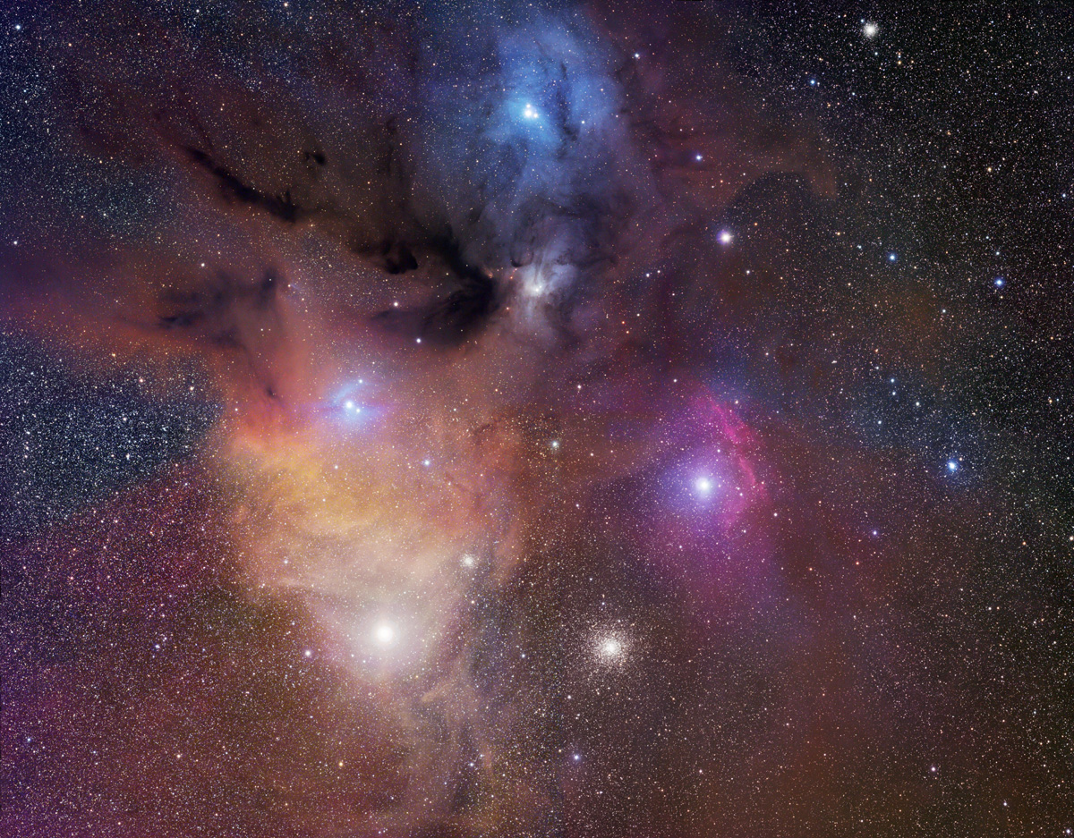 De Rho Ophiuchi Nevel in het sterrenbeeld Ophiuchus (Slangendrager)